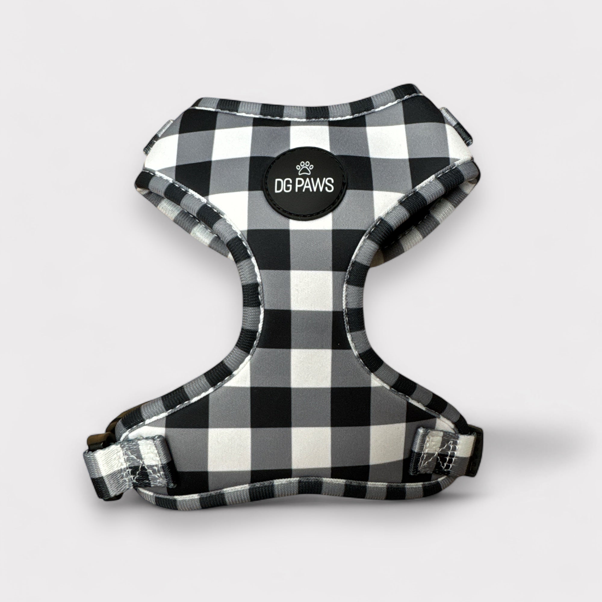 Black & White Gingham Dog Harness