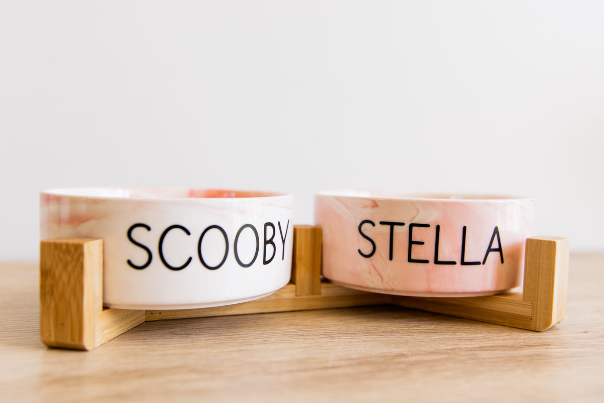 Bamboo Dog Bowl Stands