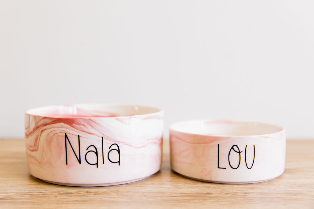 Personalised Ceramic Dog Bowl with Wooden Support