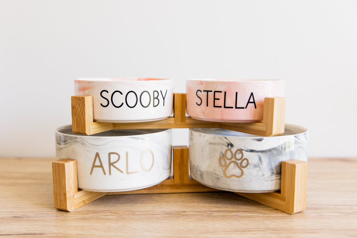 Bamboo Dog Bowl Stands