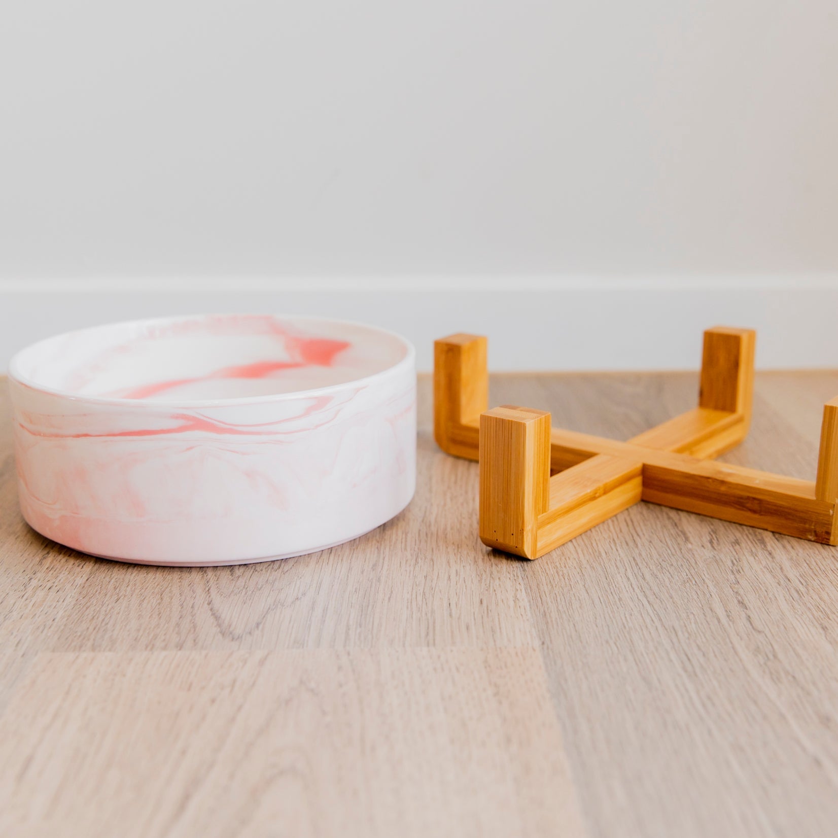 Personalised Ceramic Dog Bowl with Wooden Support