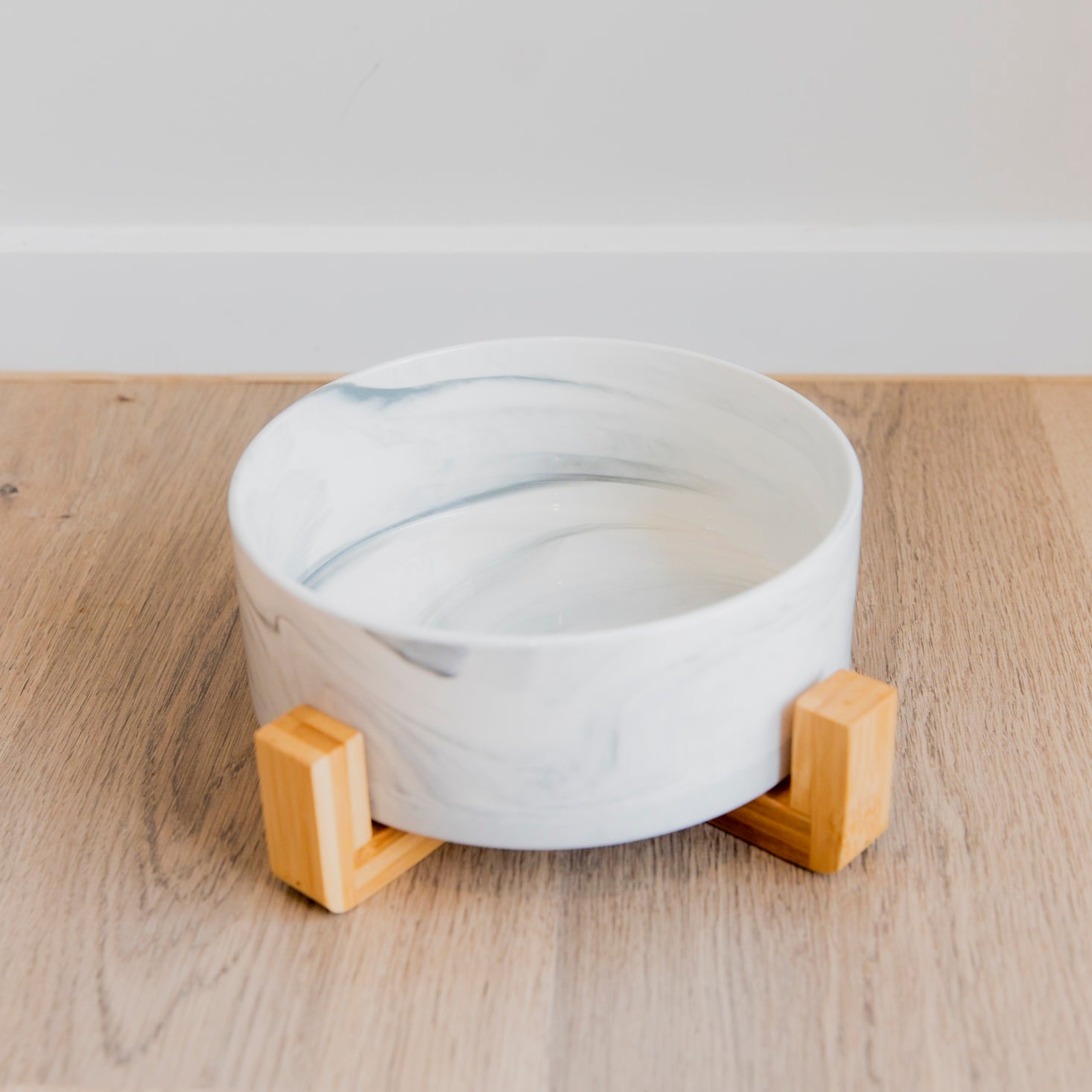 Ceramic Dog Bowl with Wooden Support (PRE-ORDER LG GREY ETA 21st NOV)