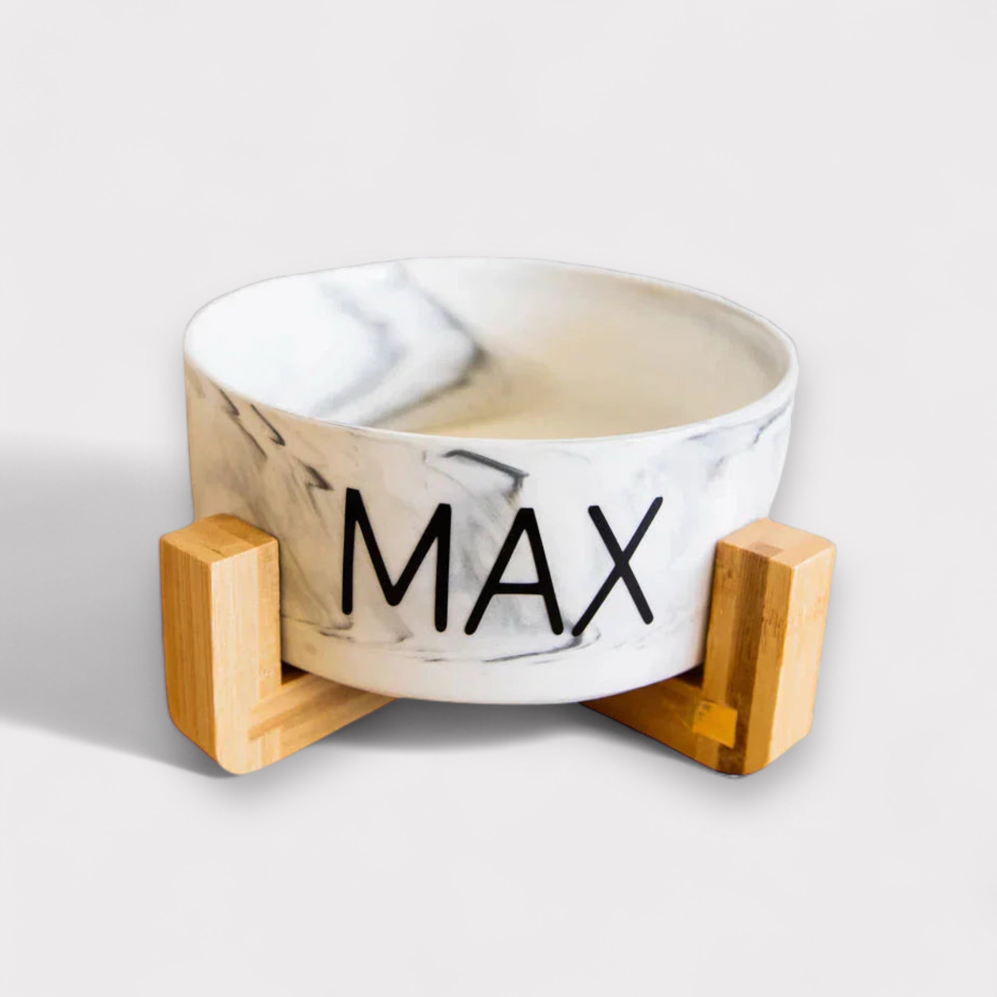 Personalised Ceramic Dog Bowl with Wooden Support